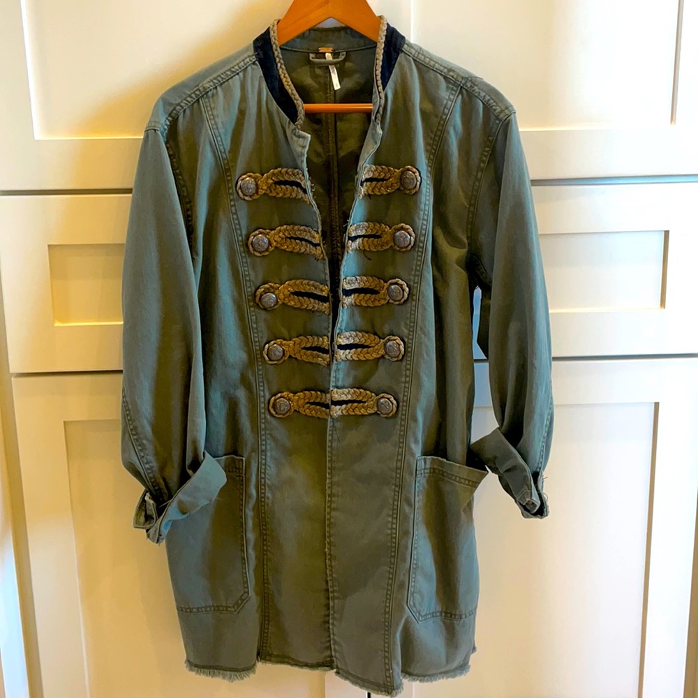 Free People military style long jacket